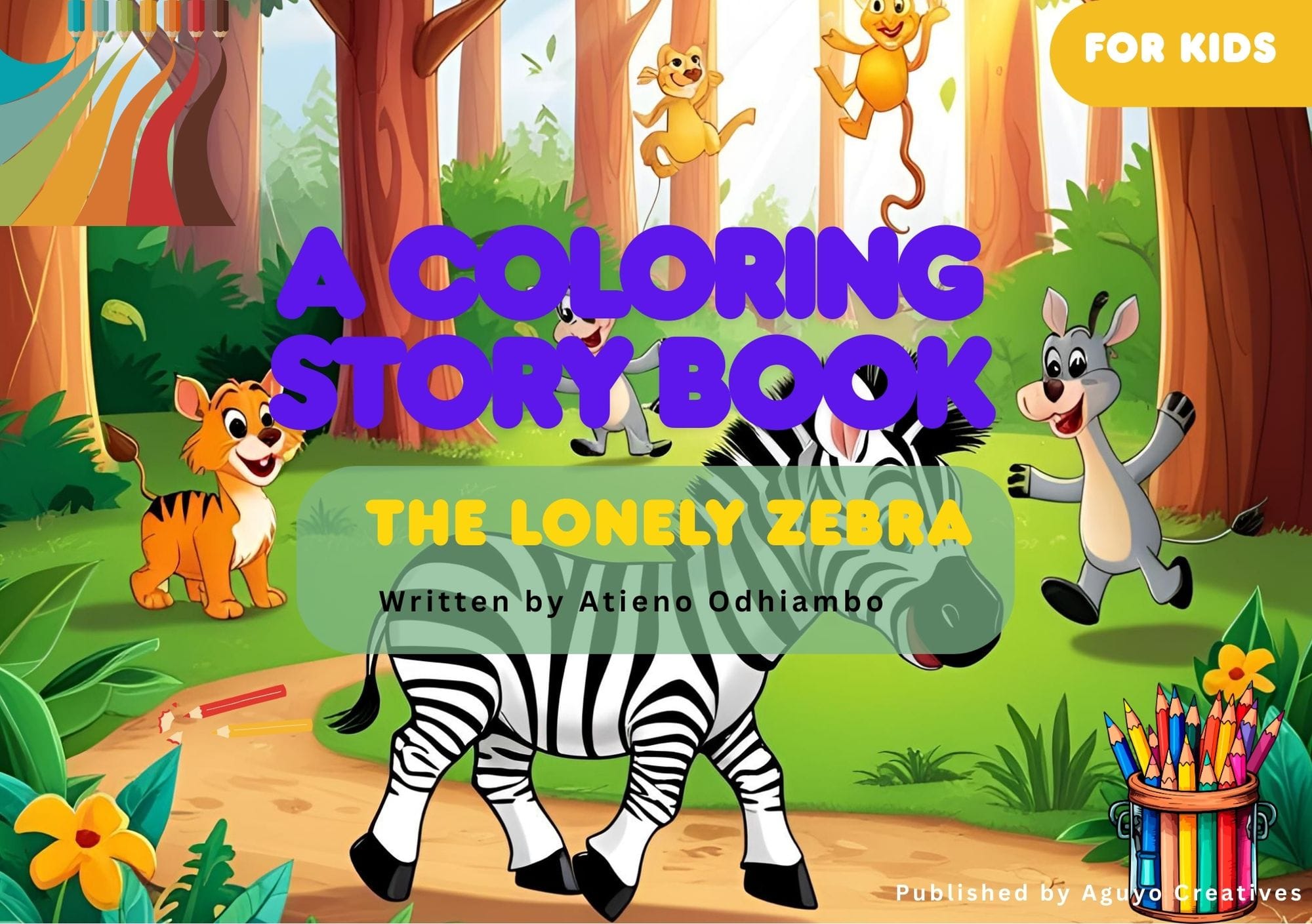 Cover of The Lonely Zebra: A Coloring Story Book